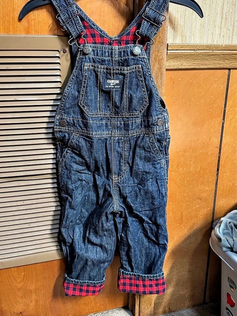 OshKosh B'gosh Toddler Boy Buffalo Check Denim Overalls 3T